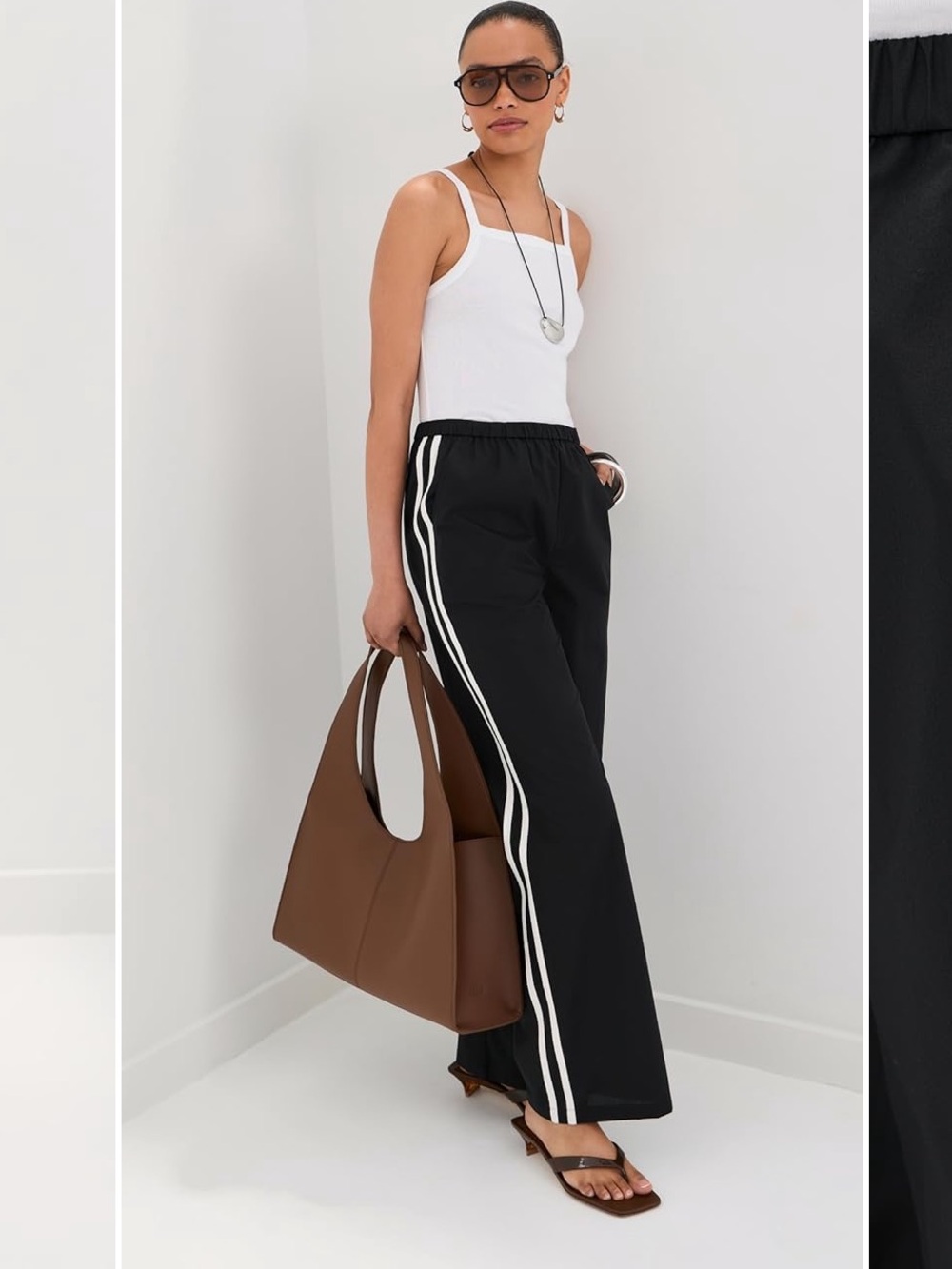 Black Track Jogger Pants with White Side Stripes